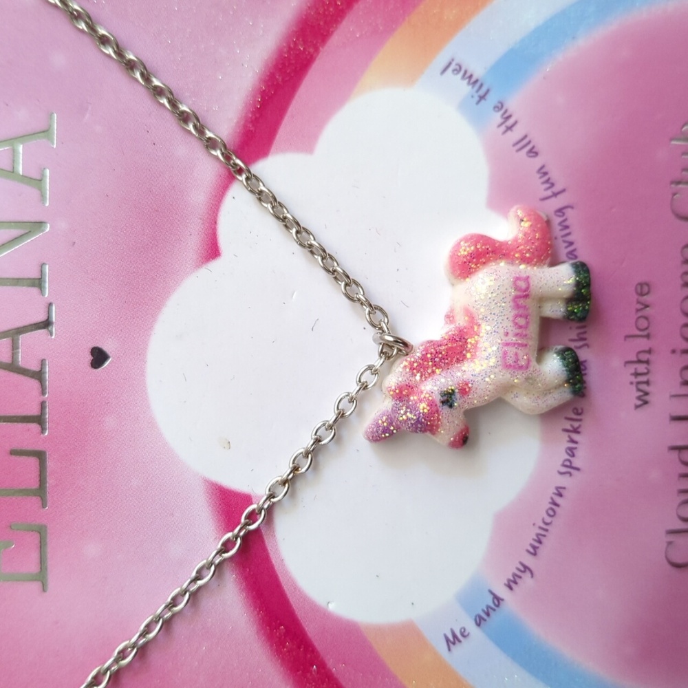 🌟3/$20 Cloud Unicorn Club Personalized Necklace "Eliana" by Mulberry Studios - Picture 2 of 3
